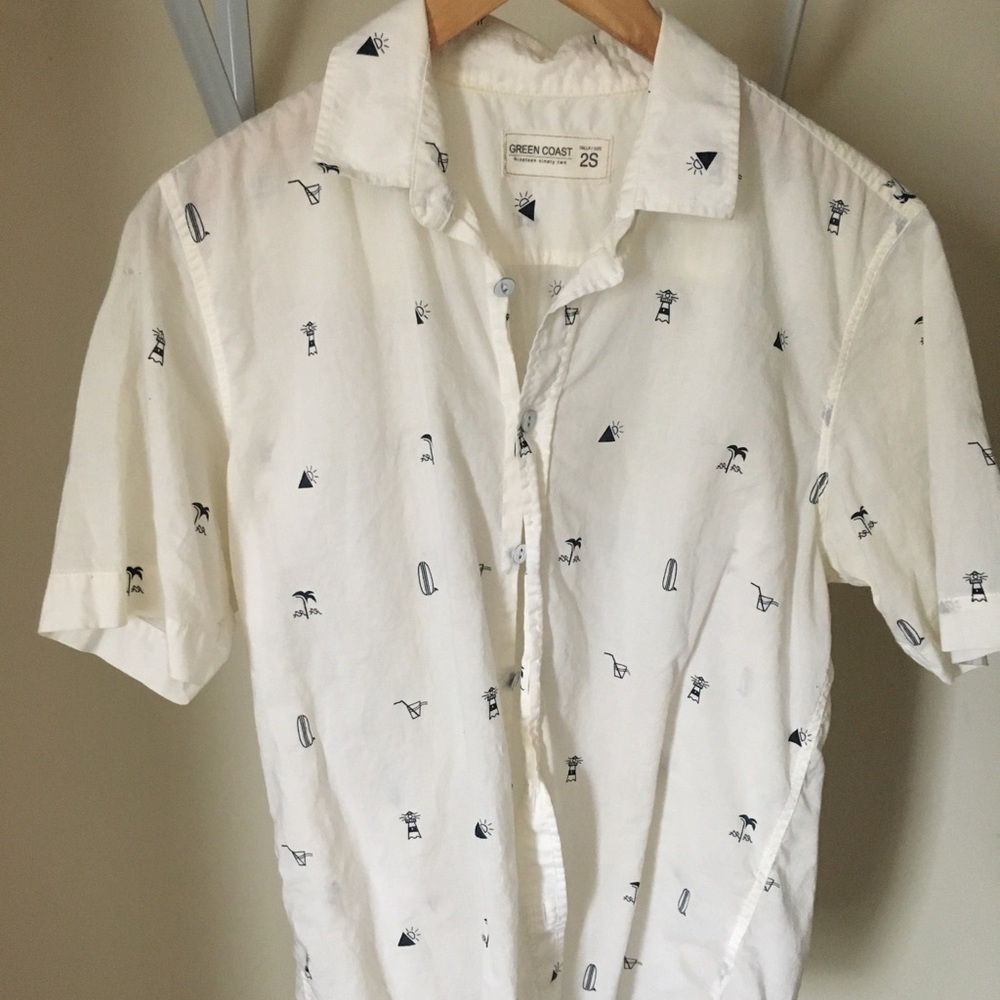 White nautical themed button down